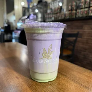 Iced Blueberry Ube Matcha Latte. IG: FatsFoodChronicles