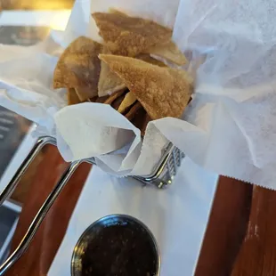 a basket of food on a table