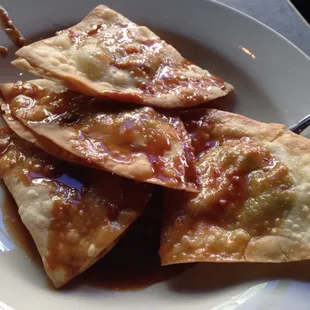 shrimp cake in thee best peanut sauce known to man