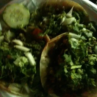 Al pastor and carne Asada best tacos and quesadillas in town .