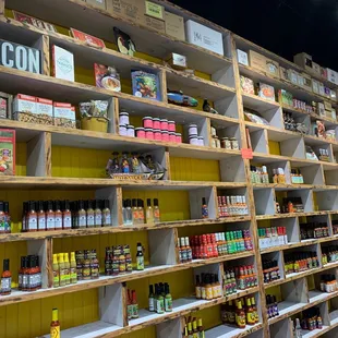 shelves in a grocery store