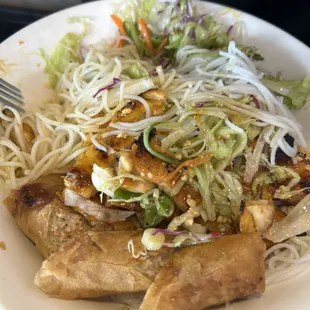 Vermicelli with grilled and eggroll