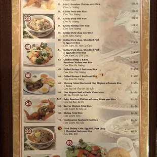 Menu as of 08/2022