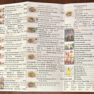 the menu of the restaurant