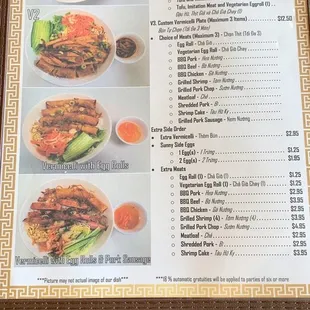 the menu of the restaurant