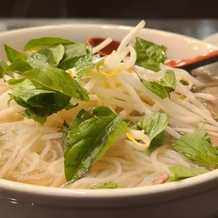 Pho bowl with meatballs and brisket.