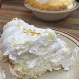 Coconut cream pie and strawberry rhubarb with vanilla ice cream