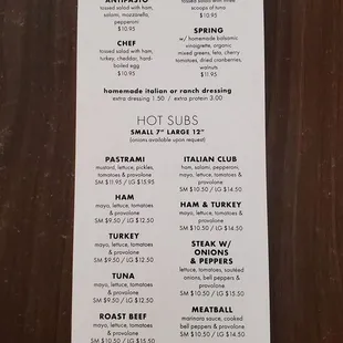 the menu