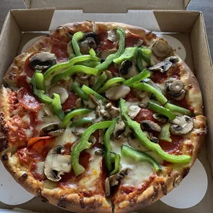 10" pepperoni, mushroom &amp; green bell peppers