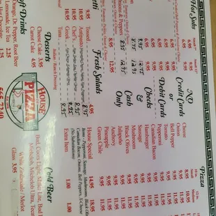 Menu is one page. 1 sided.