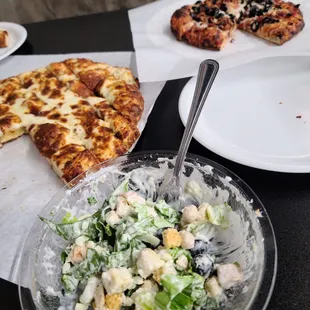 Small breadsticks, salad bar, and personal pizza