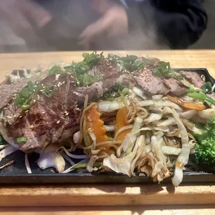 Steak Yakisoba ($25) - pricey for mostly veggie dish (little noodles), good steak but eat it before it overcooks on sizzling plate