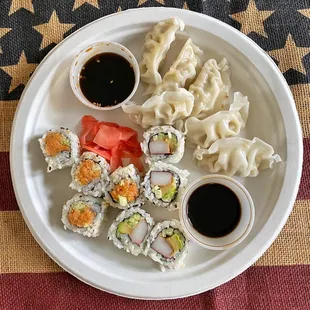 Sushi &amp; pork gyoza