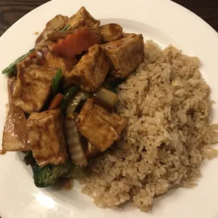 Lunch special #9, mixed vegetables and fried bean curd