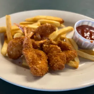 Jumbo shrimp with fries. I asked for a little fries.