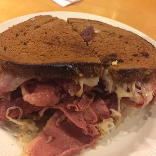 Here it is: the king sized Reuben. Make sure to get a stack of napkins, because you're going to make a mess.