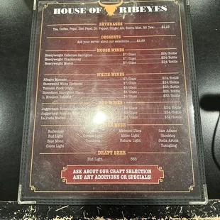 Back of Menu