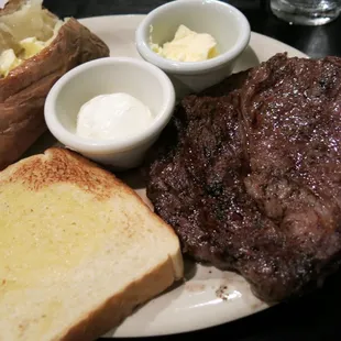 My 8 oz. ribeye cooked med-rare! Tender and tasty!