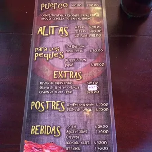 menu