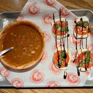 Chili &amp; &quot;caprese sliders&quot; minus the bread - so delicious