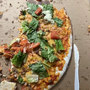 We had to cut our own pizza. It was like cardboard