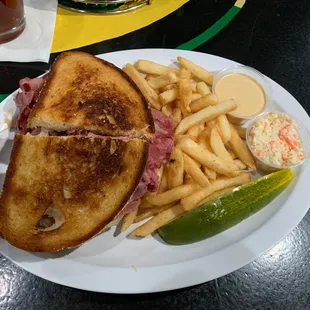 Rubin is large, with lean corn beef, and a crispy, buttery layer on the bread. The fries are freshly made and crispy, too.