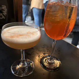 two drinks on a table