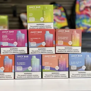 Juicy bars, all favors in stock! Best prices in town!! 

E-cigs, e-cigs near me. Vapes near me