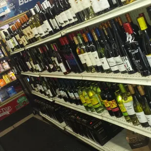 bottles of wine on shelves