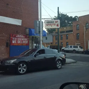 a car parked in front of a building
