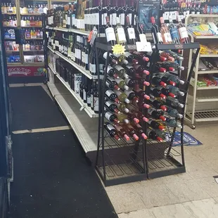 shelves of liquor and wine in a store