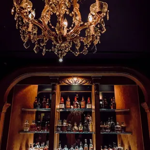 beautifully displayed bourbon selection