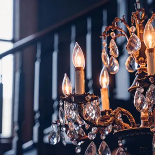 a chandelier with crystals