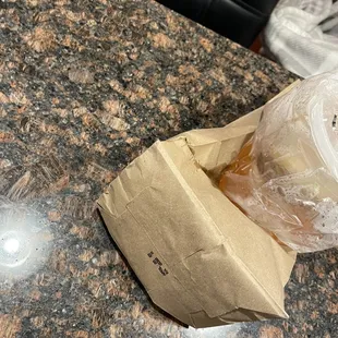 a bag of food on a table