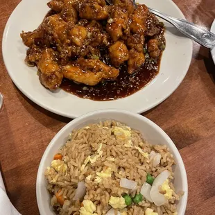 Sesame chicken with fried rice