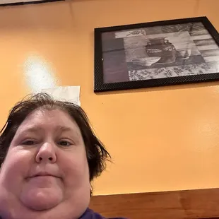 Me with a photo over my head.