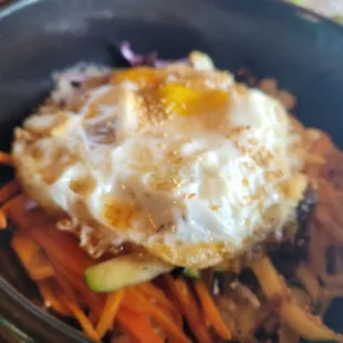Bibimbap with beef.  This was perfectly cooked, great mix of veggies and absolutely delicious!  I seriously could eat this everyday!