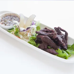 Neur kem - Deep fried beef jerky with spicy sauce