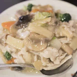 Chicken with mushrooms was excellent.