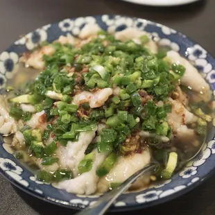 "Flying" fish was mushy, oversalted, oily, and cold like it had been sitting a while.