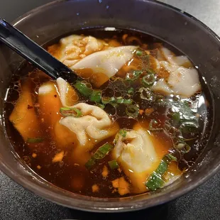 Homemade Pork Wonton in Spicy Soup