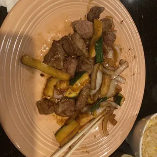 Mignon and shrimp. Yes, this is the whole meal, not eaten yet besides the shrimp