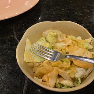 The salad with black leaves