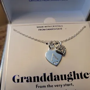 Engraved inital on granddaughter's Christmas present.