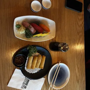 Nigiri and Spring Rolls