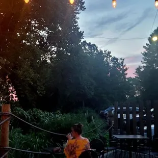 Sunset and twinkle lights
