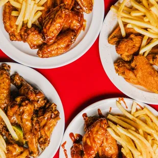 chicken wings and french fries