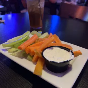 When you order wings they bring out carrots and celery as an appetizer. Yum!