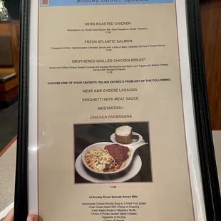 Sunday dinner specials