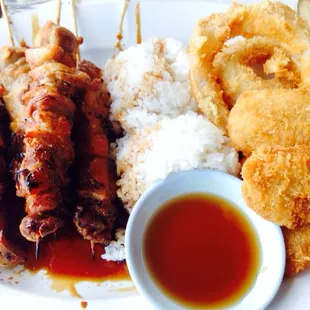 Yakitori with shrimp entree.